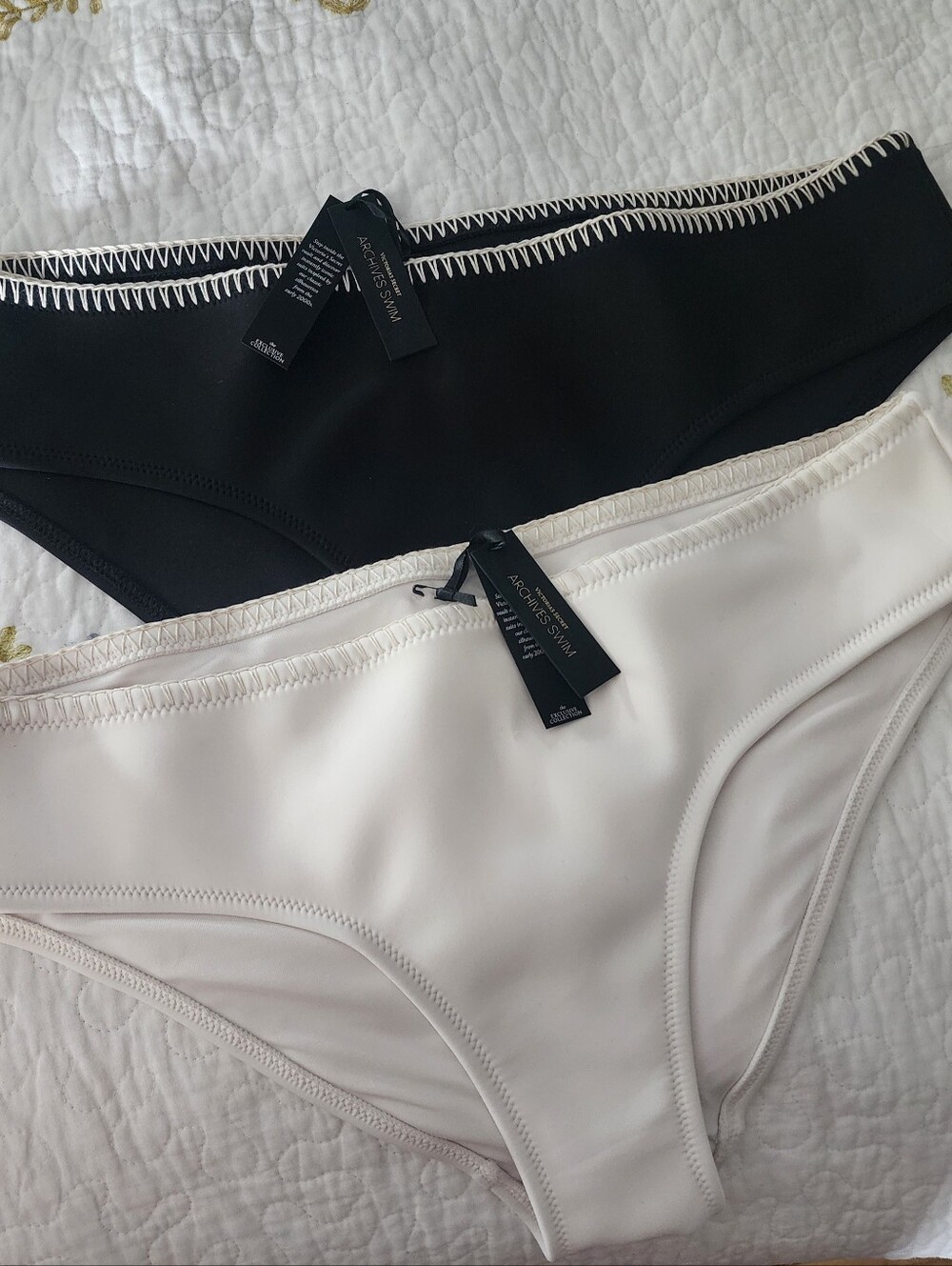 2 - Victoria Secret Bikini Bottoms - Black & Cream